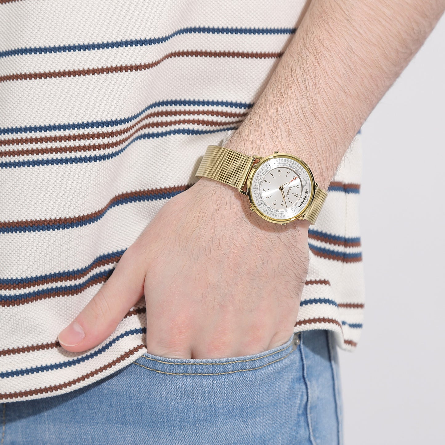 メトロノームウオッチ　Standard Line（メタルメッシュ ゴールド）